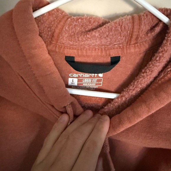 Carhartt Mid-Weight Cotton Orange Men’s Sz LT Hooded Pullover Graphic Sleeve - Picture 5 of 7